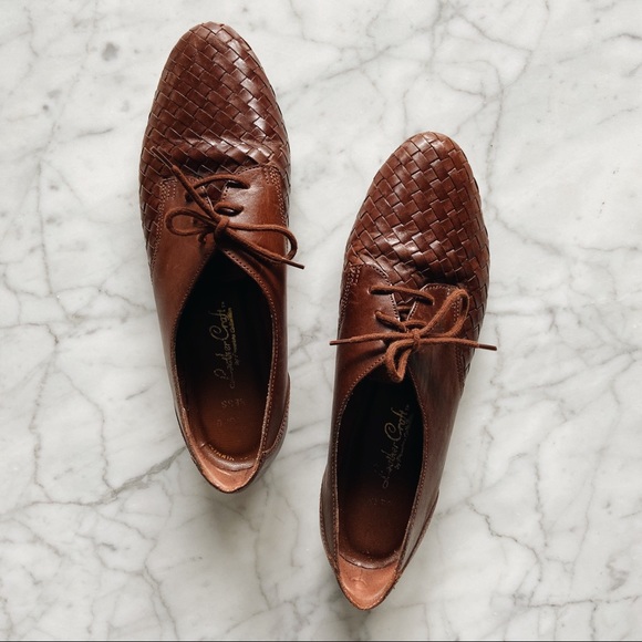 Vintage Shoes - Vintage Woven Genuine Leather Lace Up Loafers - 7